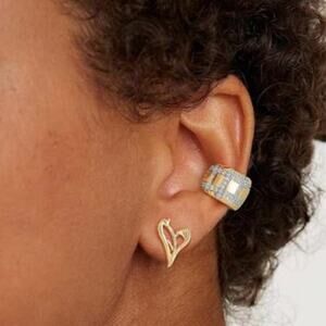 Ear Cuff Earrings for Women 14K Gold Plated Cubic Zirconia Paved Sparkling